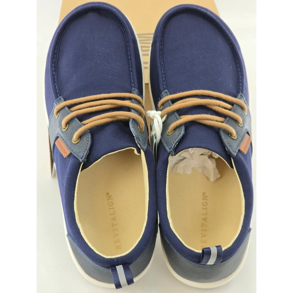Revitalign Brewster Boat Shoes Men 10.5D Peacoat Blue‎ Canvas Orthotic -New